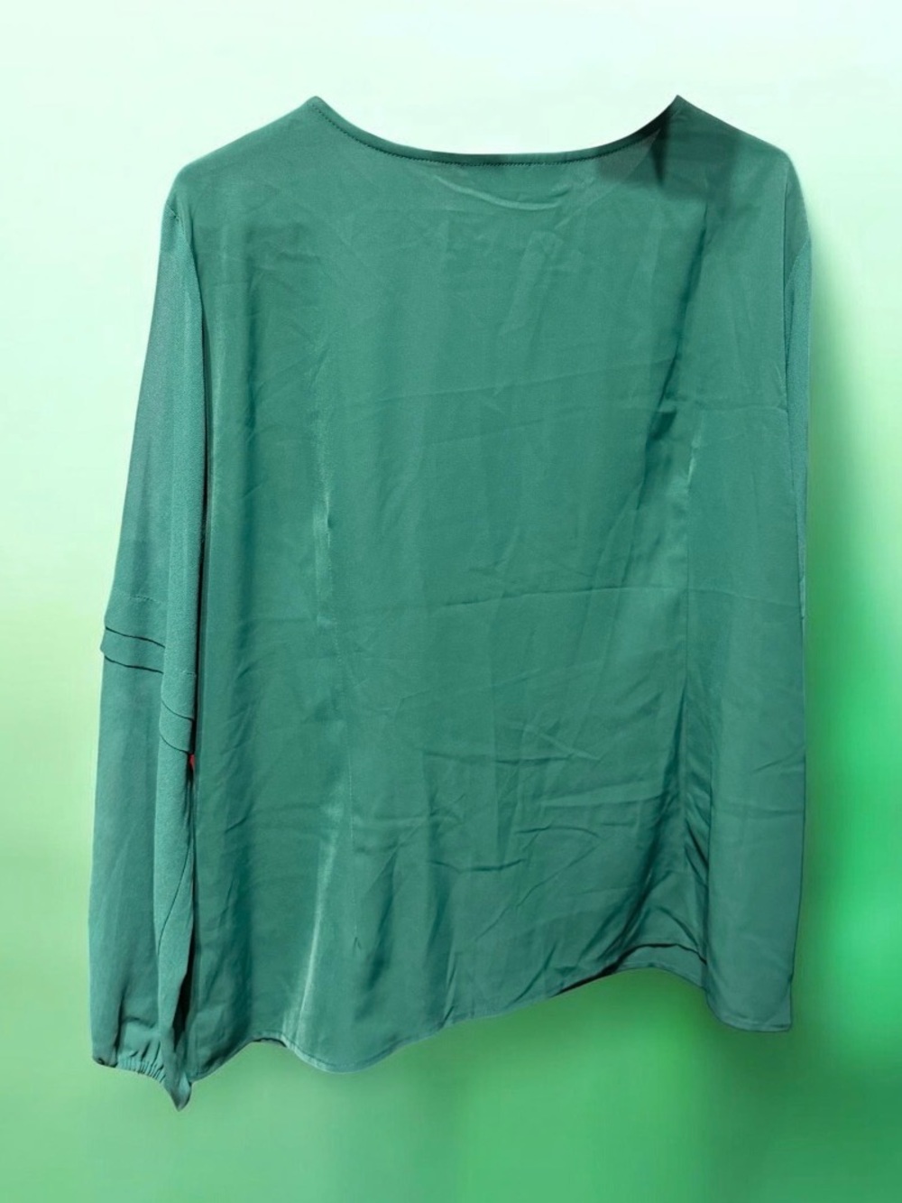 Allegra K Women’s Pleated Round-Neck Blouse - Green NIP/NWOT - Picture 2 of 4